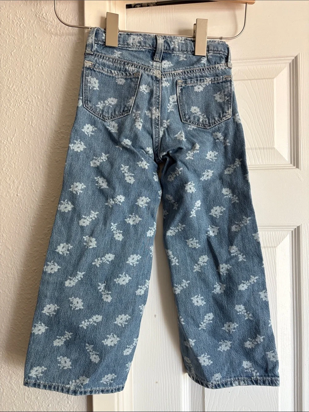 Old Navy Girls 5T Wide Leg Floral Print Jeans Adjustable Waist
